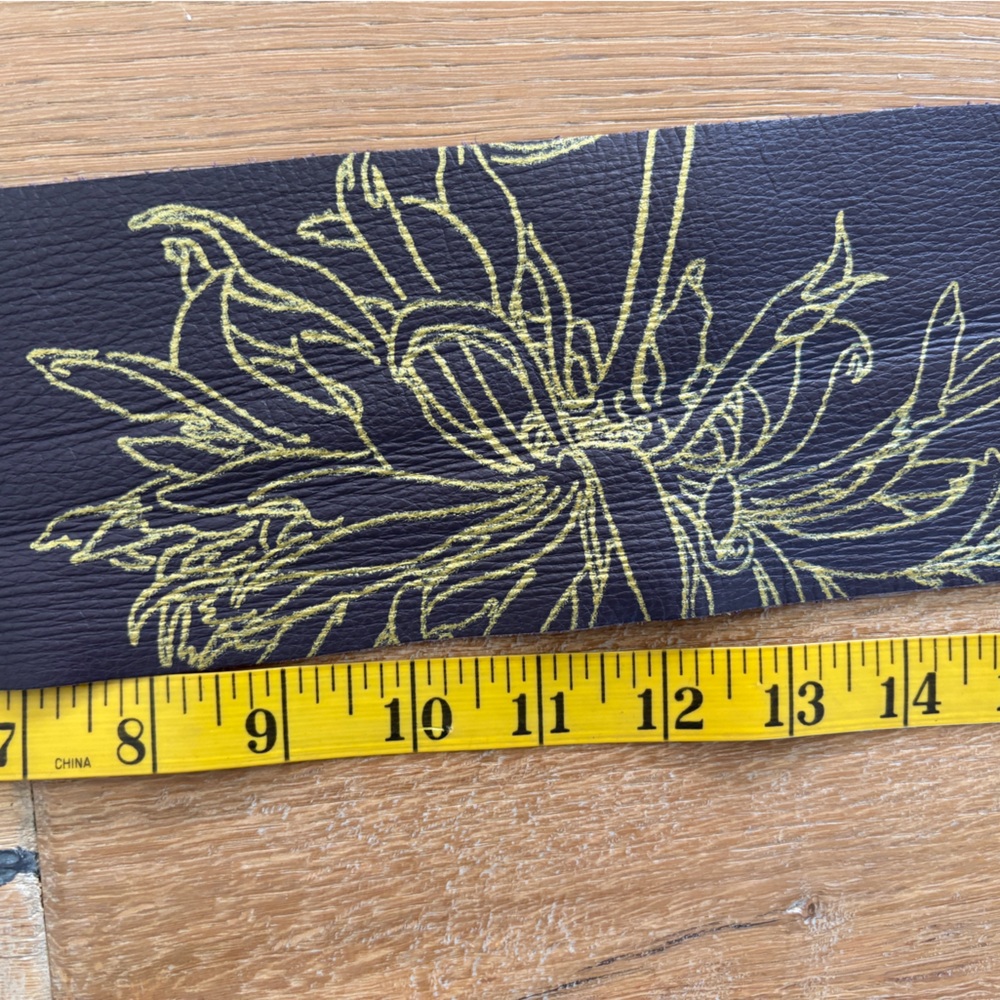 Smoking Lily Purple with Gold Flowers Leather Belt